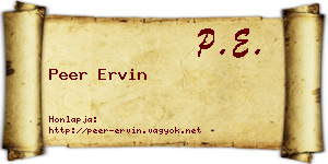 Peer Ervin névjegykártya